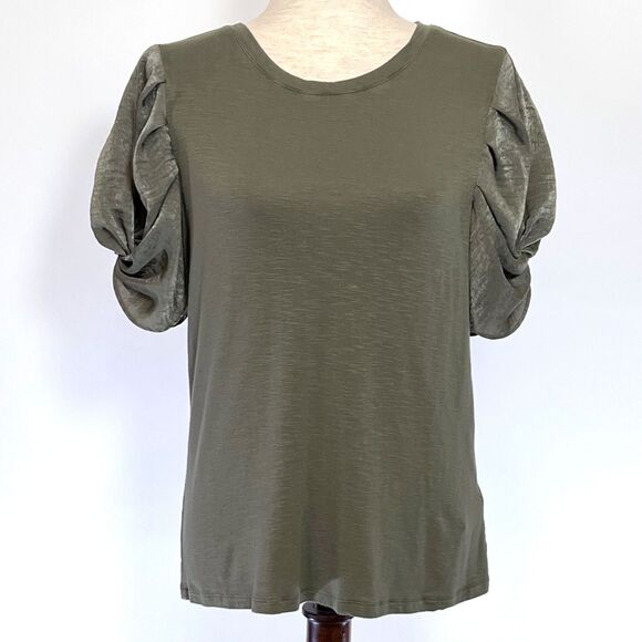 Laundry by Shelli Segal Green Puff Sleeve Knit Top - Picture 1 of 7
